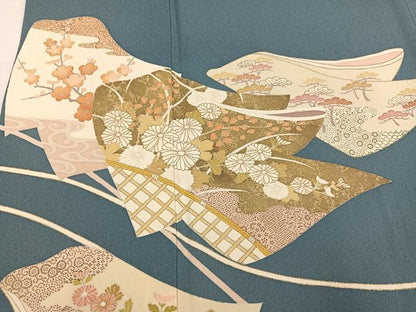 平和屋着物●色留訪問着　草花文　金彩　正絹　逸品　AABJ9430ph