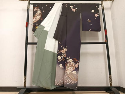 平和屋着物●訪問着　地紙源氏香花文　暈し染め　金彩　正絹　逸品　AABJ9431ph