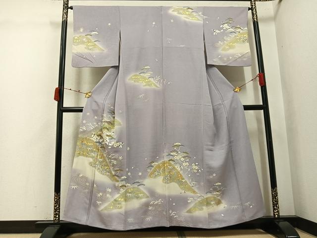 平和屋着物●訪問着　駒刺繍　松竹梅　暈し染め　金彩　正絹　逸品　AABJ9436ph