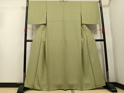 平和屋着物●上質な色無地　花地紋　利休茶色　正絹　逸品　AABJ9438ph