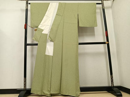 平和屋着物●上質な色無地　花地紋　利休茶色　正絹　逸品　AABJ9438ph