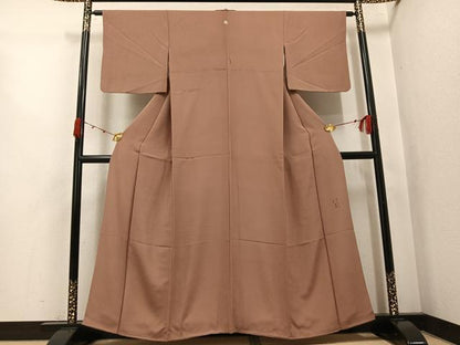 平和屋着物●上質な色無地　作家物　砺茶色　正絹　逸品　AABJ9439ph
