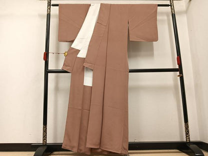 平和屋着物●上質な色無地　作家物　砺茶色　正絹　逸品　AABJ9439ph