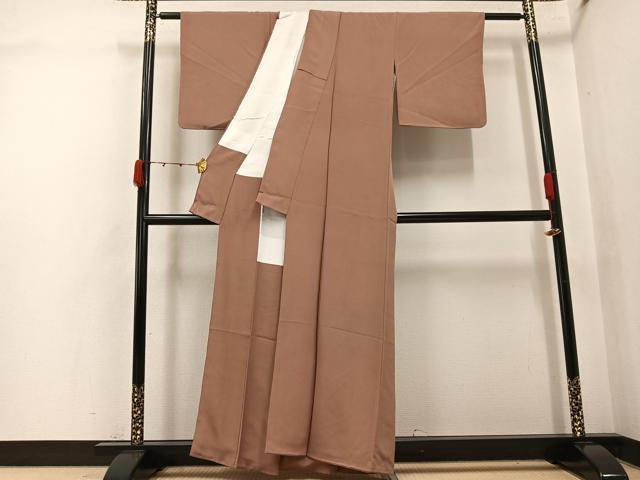 平和屋着物●上質な色無地　作家物　砺茶色　正絹　逸品　AABJ9439ph