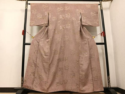 平和屋着物●上質な小紋　地紋起こし　草花文　正絹　逸品　AABJ9440ph