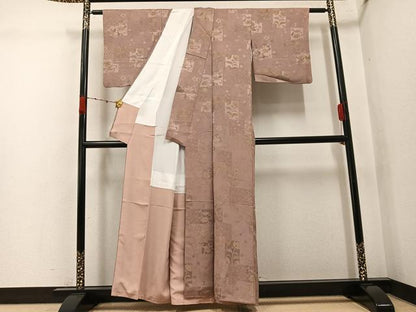 平和屋着物●上質な小紋　地紋起こし　草花文　正絹　逸品　AABJ9440ph