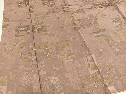 平和屋着物●上質な小紋　地紋起こし　草花文　正絹　逸品　AABJ9440ph