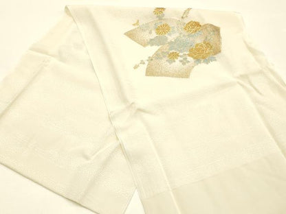 平和屋本店●和装小物　帯締め・帯揚げセット　高麗組 綾出し　地紙花文　金糸　金彩　暈し　逸品　未使用　AABJ9444ay