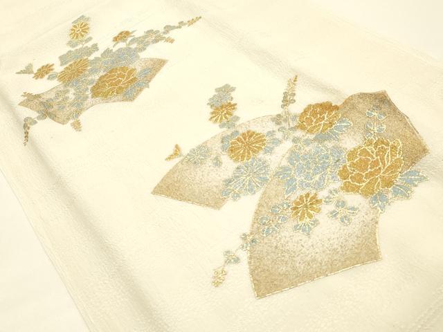 平和屋本店●和装小物　帯締め・帯揚げセット　高麗組 綾出し　地紙花文　金糸　金彩　暈し　逸品　未使用　AABJ9444ay