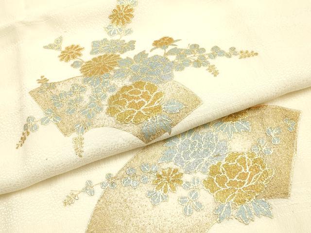平和屋本店●和装小物　帯締め・帯揚げセット　高麗組 綾出し　地紙花文　金糸　金彩　暈し　逸品　未使用　AABJ9444ay