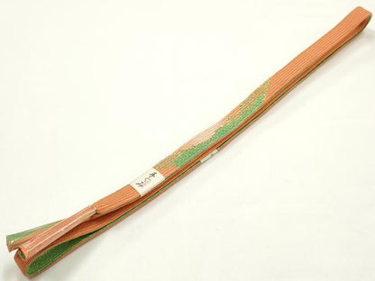 平和屋本店●和装小物　帯締め・帯揚げセット　高麗組 綾出し　草花文　金糸　金彩　暈し染め　逸品　未使用　AABJ9451ay