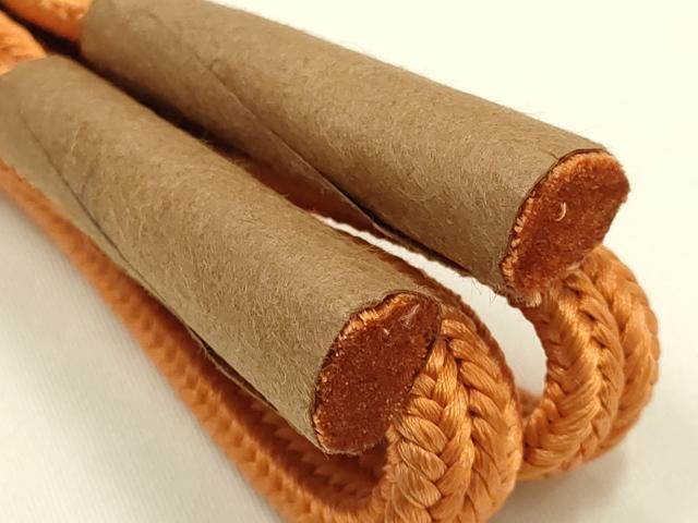 平和屋着物●和装小物　帯締め・帯揚げセット　冠組　茶染　柄絞り　斜縞　逸品　未使用　AABJ9460ay