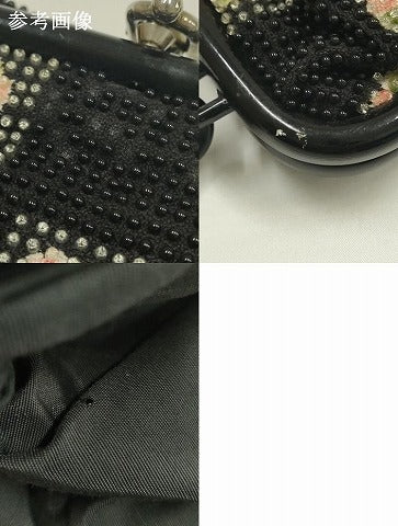 平和屋着物▼和装小物　和装バッグ　ビーズバッグ　ハンドバッグ　市松花文　逸品　AABJ9468ay