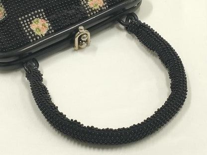 平和屋着物▼和装小物　和装バッグ　ビーズバッグ　ハンドバッグ　市松花文　逸品　AABJ9468ay