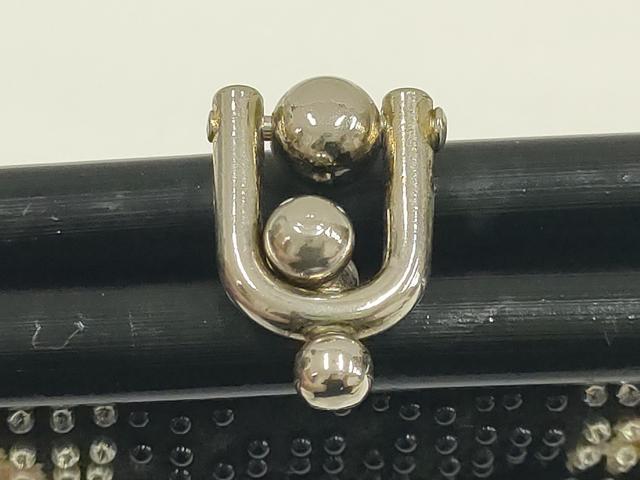 平和屋着物▼和装小物　和装バッグ　ビーズバッグ　ハンドバッグ　市松花文　逸品　AABJ9468ay