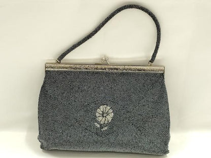 平和屋着物▼和装小物　和装バッグ　ビーズバッグ　ハンドバッグ　がま口　立涌花文　ラインストーン　逸品　AABJ9470ay