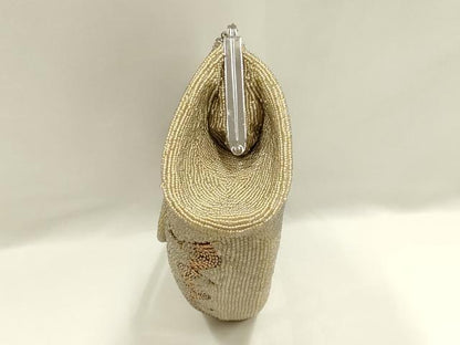 平和屋着物▼和装小物　和装バッグ　ビーズバッグ　ハンドバッグ　がま口　扇菱文　逸品　AABJ9471ay
