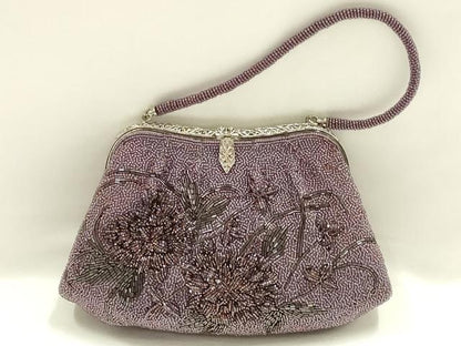 平和屋着物▼和装小物　和装バッグ　ビーズバッグ　ハンドバッグ　花柄　逸品　AABJ9473ay