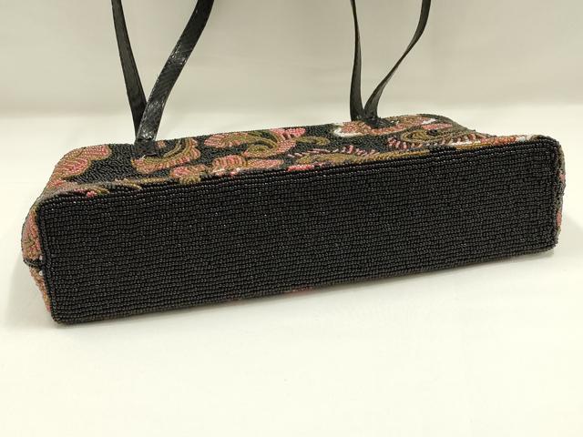 平和屋着物▼和装小物　和装バッグ　ビーズバッグ　ハンドバッグ　更紗花文　逸品　AABJ9478ay