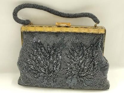 平和屋着物▼和装小物　和装バッグ　ビーズバッグ　ハンドバッグ　花柄　逸品　AABJ9479ay