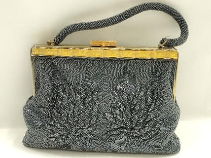 平和屋着物▼和装小物　和装バッグ　ビーズバッグ　ハンドバッグ　花柄　逸品　AABJ9479ay