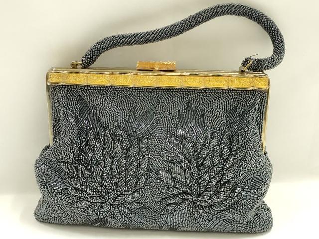 平和屋着物▼和装小物　和装バッグ　ビーズバッグ　ハンドバッグ　花柄　逸品　AABJ9479ay