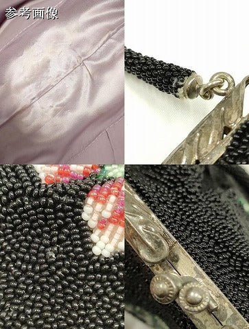 平和屋着物▼和装小物　和装バッグ　ビーズバッグ　ハンドバッグ　がま口　花柄　逸品　AABJ9481ay
