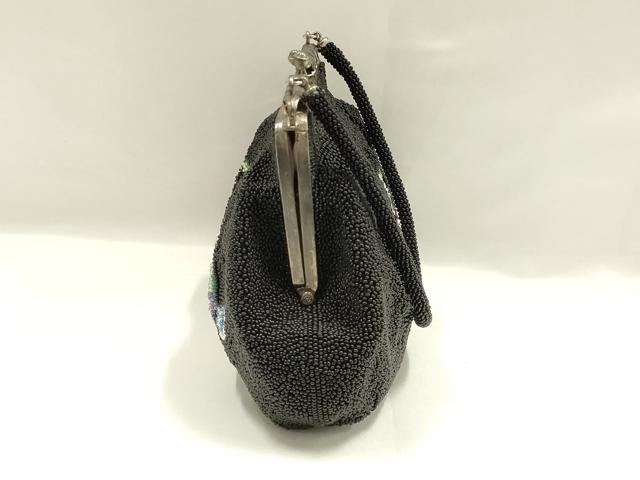 平和屋着物▼和装小物　和装バッグ　ビーズバッグ　ハンドバッグ　がま口　花柄　逸品　AABJ9481ay