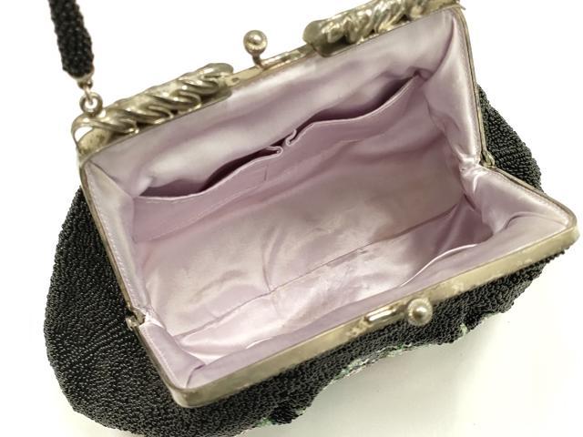 平和屋着物▼和装小物　和装バッグ　ビーズバッグ　ハンドバッグ　がま口　花柄　逸品　AABJ9481ay