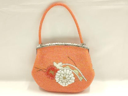 平和屋着物▼和装小物　和装バッグ　ビーズバッグ　ハンドバッグ　草花文　逸品　AABJ9484ay