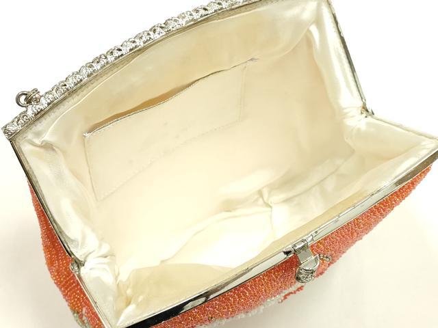 平和屋着物▼和装小物　和装バッグ　ビーズバッグ　ハンドバッグ　草花文　逸品　AABJ9484ay