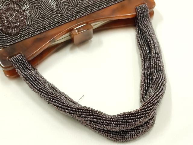 平和屋着物▼和装小物　和装バッグ　ビーズバッグ　ハンドバッグ　花柄　逸品　AABJ9486ay