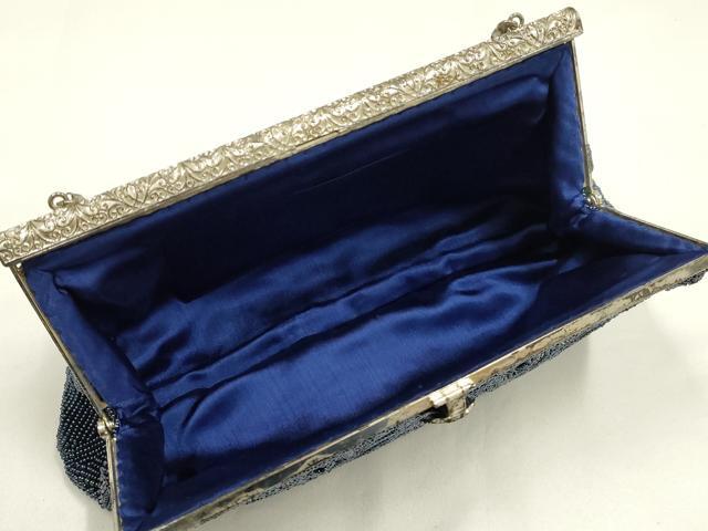 平和屋着物▼和装小物　和装バッグ　ビーズバッグ　ハンドバッグ　幾何学模様　逸品　AABJ9487ay