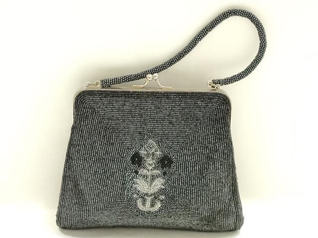 平和屋着物▼和装小物　和装バッグ　ビーズバッグ　ハンドバッグ　がま口　草花文　逸品　AABJ9491ay