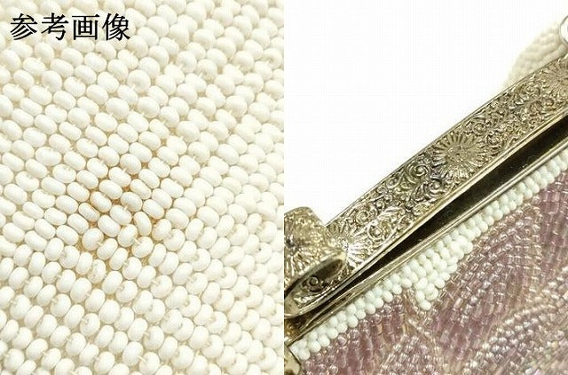 平和屋着物▼和装小物　和装バッグ　ビーズバッグ　ハンドバッグ　花柄　逸品　AABJ9492ay
