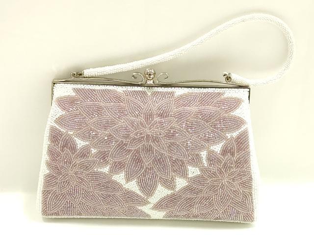 平和屋着物▼和装小物　和装バッグ　ビーズバッグ　ハンドバッグ　花柄　逸品　AABJ9492ay