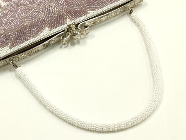 平和屋着物▼和装小物　和装バッグ　ビーズバッグ　ハンドバッグ　花柄　逸品　AABJ9492ay