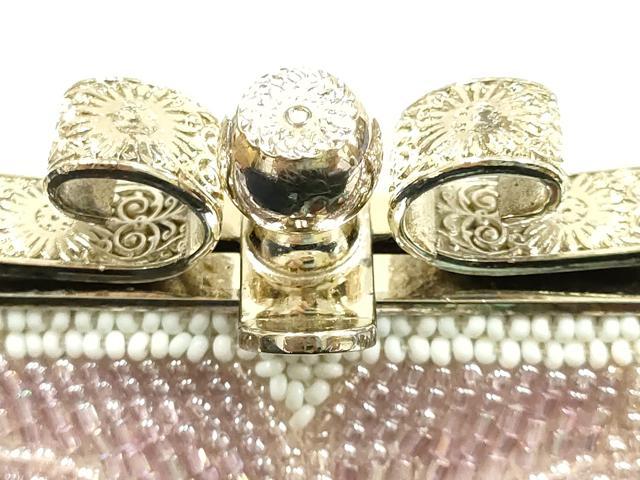 平和屋着物▼和装小物　和装バッグ　ビーズバッグ　ハンドバッグ　花柄　逸品　AABJ9492ay