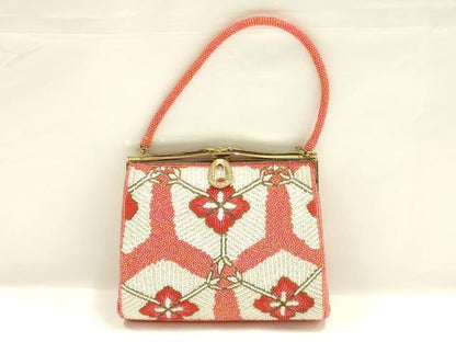 平和屋着物▼和装小物　和装バッグ　ビーズバッグ　ハンドバッグ　亀甲花文　逸品　AABJ9495ay