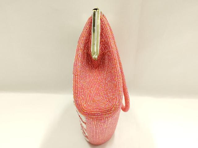 平和屋着物▼和装小物　和装バッグ　ビーズバッグ　ハンドバッグ　亀甲花文　逸品　AABJ9495ay