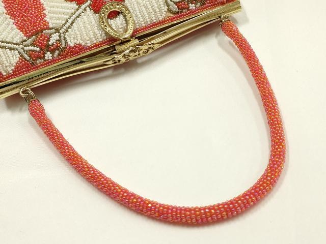 平和屋着物▼和装小物　和装バッグ　ビーズバッグ　ハンドバッグ　亀甲花文　逸品　AABJ9495ay