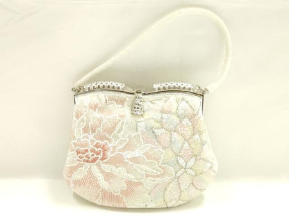 平和屋着物▼和装小物　和装バッグ　ビーズバッグ　ハンドバッグ　花柄　逸品　AABJ9496ay