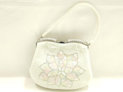 平和屋着物▼和装小物　和装バッグ　ビーズバッグ　ハンドバッグ　花柄　逸品　AABJ9496ay