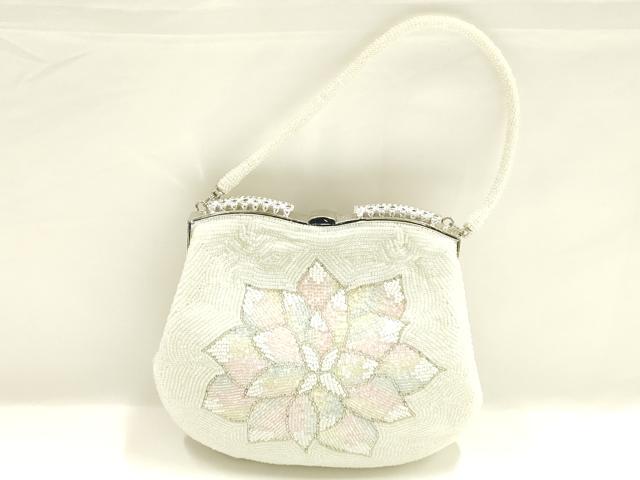 平和屋着物▼和装小物　和装バッグ　ビーズバッグ　ハンドバッグ　花柄　逸品　AABJ9496ay
