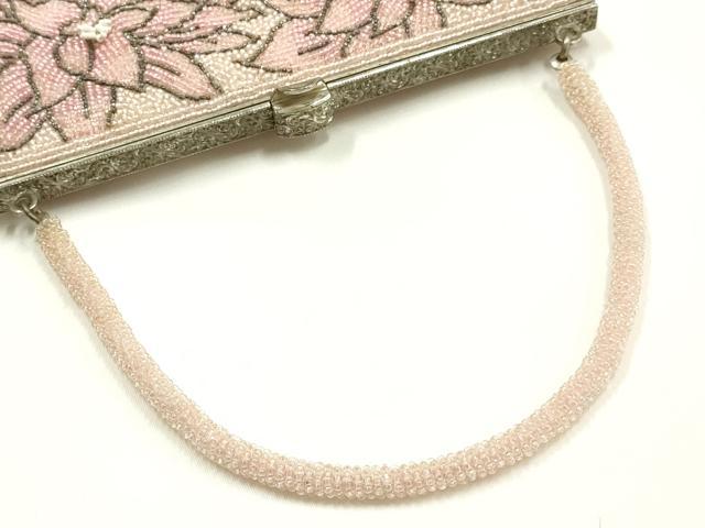 平和屋着物▼和装小物　和装バッグ　ビーズバッグ　ハンドバッグ　花柄　逸品　AABJ9499ay