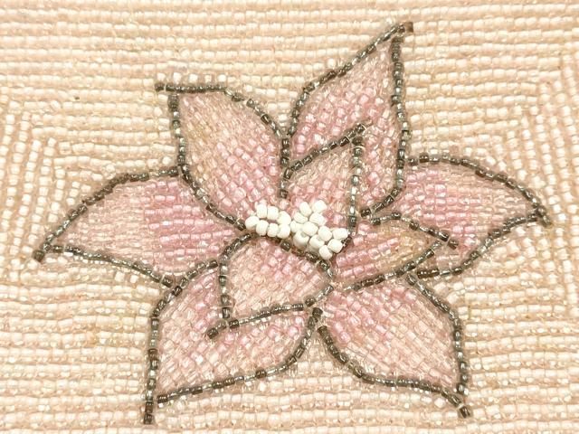 平和屋着物▼和装小物　和装バッグ　ビーズバッグ　ハンドバッグ　花柄　逸品　AABJ9499ay