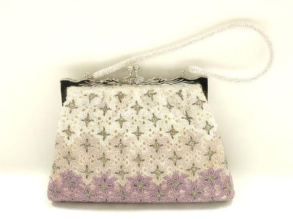 平和屋着物▼和装小物　和装バッグ　ビーズバッグ　ハンドバッグ　がま口　花柄　逸品　AABJ9501ay