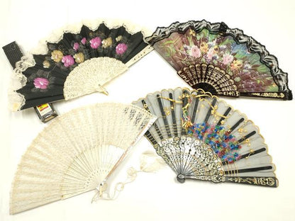 平和屋着物▼和装小物　扇子4点セット　アバニコ扇子　フラメンコ　スペイン製　逸品　AABJ9504ay