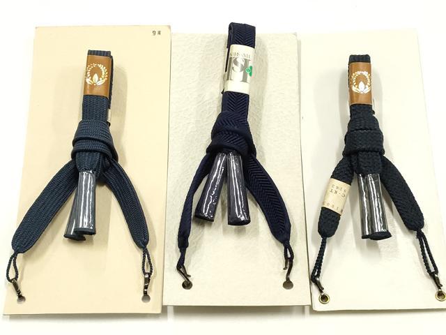 平和屋着物▼男性　和装小物　羽織紐まとめて3点　平組　紺・青色系　切り房　逸品　AABJ9516ay