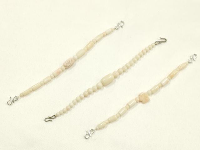 平和屋着物▼和装小物　羽織紐　まとめて10点　本珊瑚　白　ピンク　逸品　AABJ9527ay